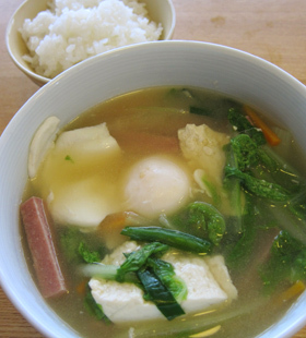 シロナー(山東菜)の沖縄味噌汁